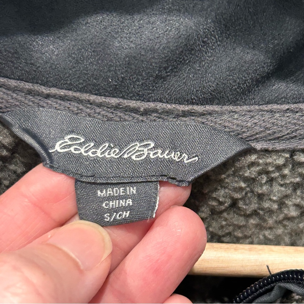 Eddie Bauer Dark Grey Heather Sweater-Knit Fleece 1/4-Zip Pullover| Men's Small‎ - Picture 3 of 12